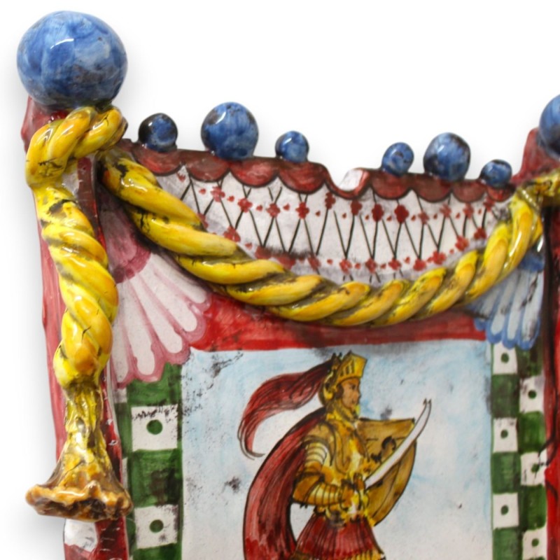 Sida på siciliansk vagn i Caltagirone keramik - L 60 h 35 cm ca. Sicilianska Paladins dekoration - 