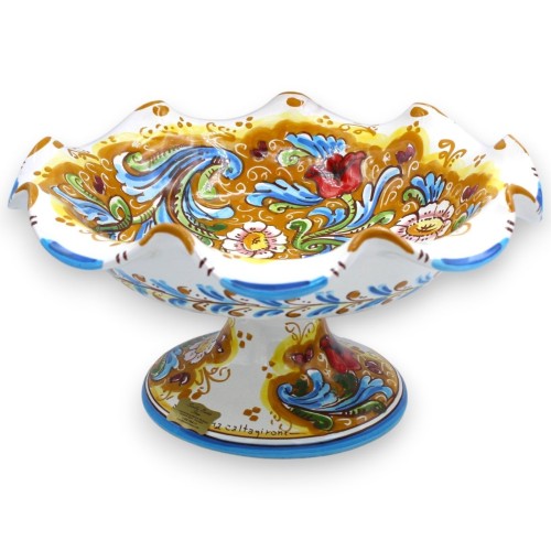 Geschulpte fruitschaal als middelpunt, Caltagirone keramiek, 3 formaatopties (1 stuk) barokke decoratie en bloemen - 