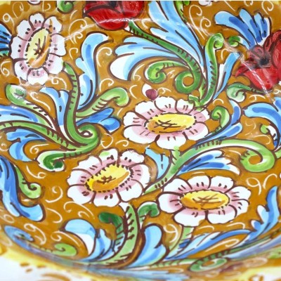 Scalloped fruit bowl centerpiece stand, Caltagirone ceramic, 3 size options (1pc) baroque decoration and flowers - 