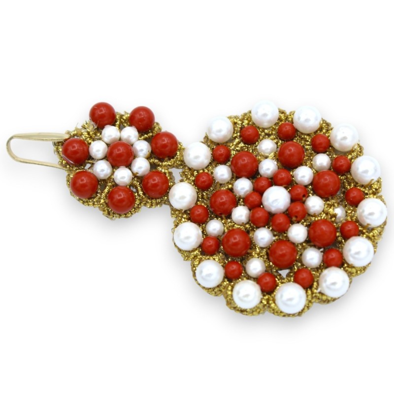 Orecchini in pizzo chiacchierino - h 9 cm ca. con perle naturali e perle di Maiorca - 