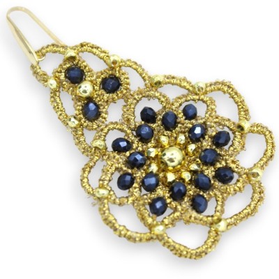 Tatting lace earrings - approx. h 8 cm with natural stones - 