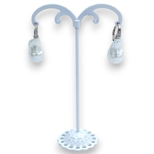 925 Silver earrings, h approx. 3 cm. with pearls, hook with zircons -  2