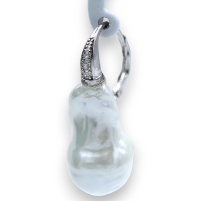 Orecchini in Argento 925 con Perle scaramazze h 3 cm ca. gancio con zirconi - 