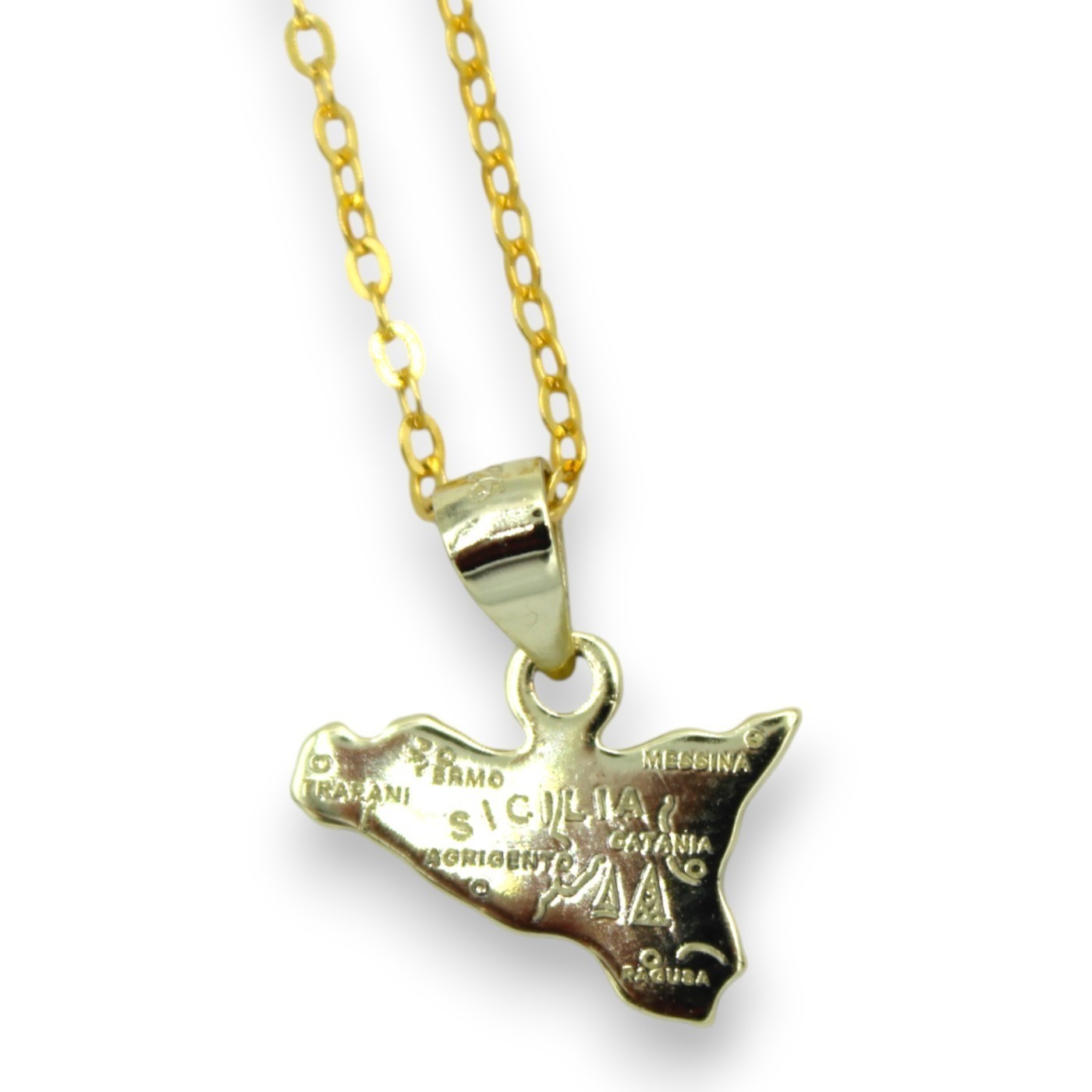 Collana Con Ciondolo Sicilia In Argento – Incisione Personalizzata Inclusa – Gioiello Artigianale Made In Italy