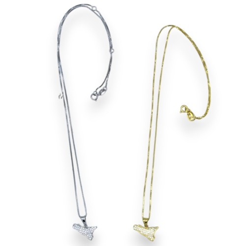 Choker-Halskette aus 925er Silber, L 44 + 2 cm ca. (1 Stück) Anhänger Modell SICILY mit Zirkonen - 