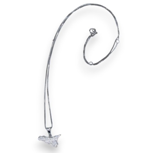 Chokerketting van 925 zilver, L 44 + ca. 2 cm. (1st) SICILIË model hanger met zirkonen -  2