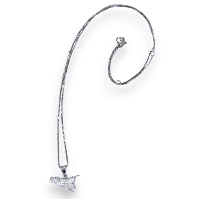 Choker-Halskette aus 925er Silber, L 44 + 2 cm ca. (1 Stück) Anhänger Modell SICILY mit Zirkonen - 