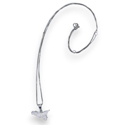 Choker-Halskette aus 925er Silber, L 44 + 2 cm ca. (1 Stück) Anhänger Modell SICILY mit Zirkonen - 