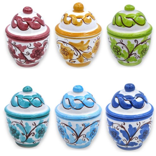 Tarro multiusos de cerámica Caltagirone - h 9 y Ø 6 cm aprox. (1 pieza) con 6 opciones de color - 