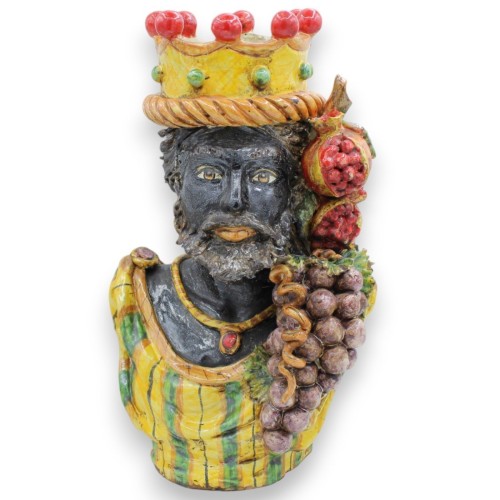 Busto de cerámica de Caltagirone (1 pieza) h 30 cm aprox. con Uvas Corona y Granadas MD2
