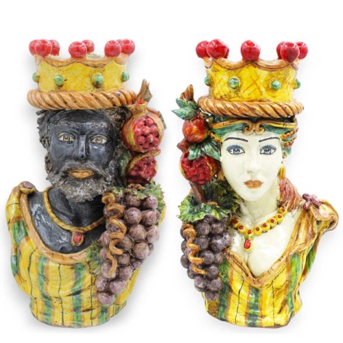 Busto in ceramica di Caltagirone (1Unità) h 30 cm ca. con Corona Uva e Melograni MD2 - 