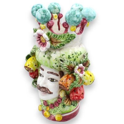 Cabeças de mouro siciliano (1 unidade) h aproximadamente 30 cm Cerâmica Caltagirone, coroa, flores e peras espinhosas, f
