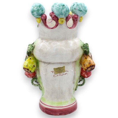 Cabeças de mouro siciliano (1 unidade) h aproximadamente 30 cm Cerâmica Caltagirone, coroa, flores e peras espinhosas, f