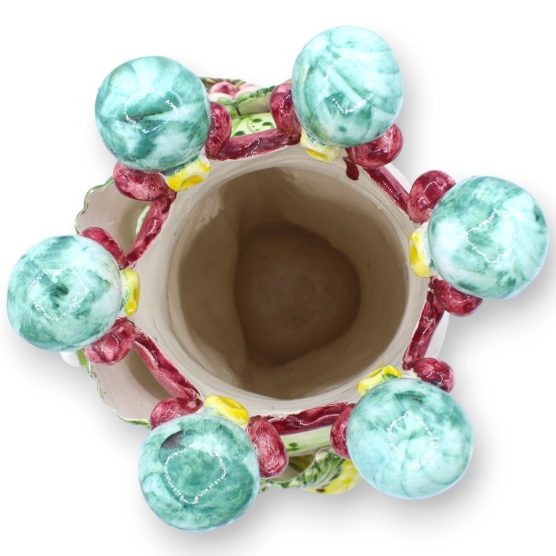 Têtes de lande siciliennes (1pc) h environ 30 cm Céramique de Caltagirone, Couronne, Fleurs et figues de Barbarie, fond 
