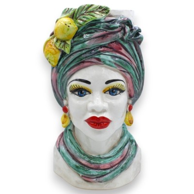 Sicilianska morhuvuden (1 st) h ca 30 cm Caltagirone keramik - Saraceno modell, MD1 citronapplikationer - 