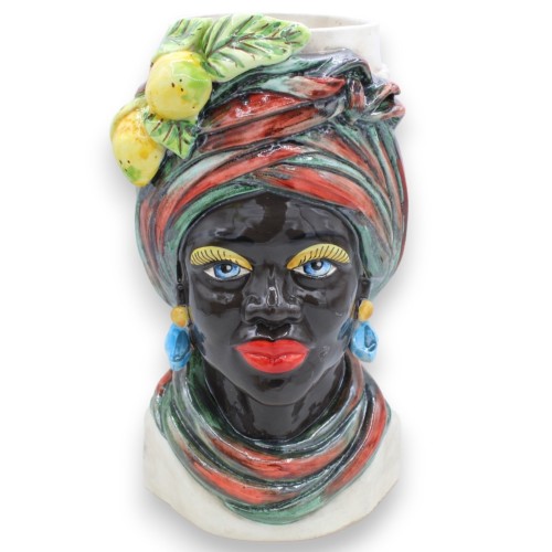Têtes de lande siciliennes (1pc) h environ 30 cm Céramique Caltagirone - Modèle Saraceno, applications citron MD2