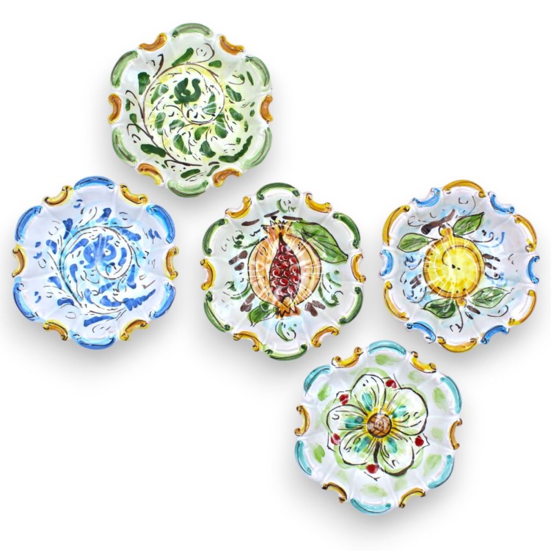 Barocchina Ciotola in ceramica di Caltagirone - L 13 x 13 cm ca. (1Pz) colore e decoro casuale - 
