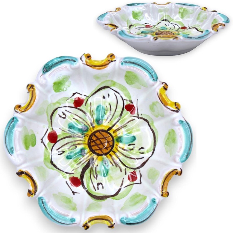 Bol baroque en céramique Caltagirone - L 13 x 13 cm env. (1 pièce) couleur et décoration aléatoires - 