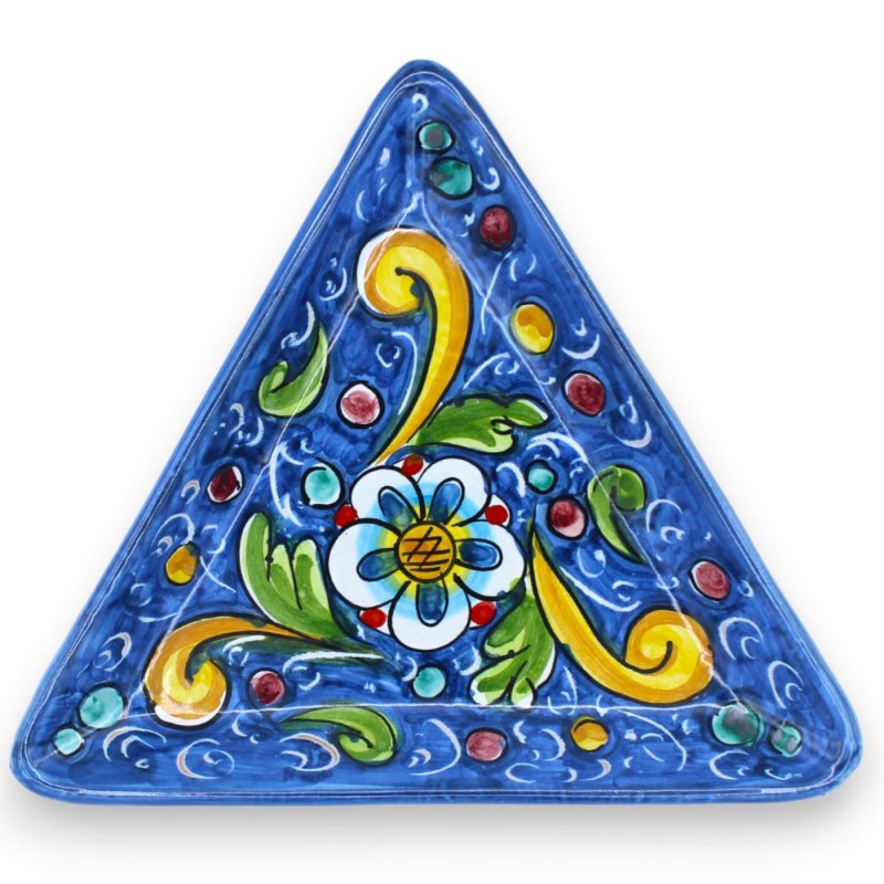 Vassoio Svuotatasche Triangolare in ceramica Caltagirone, piatto da portata, L 23 cm ca. (1pz) con 3 opzioni decoro - 