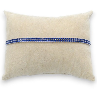 Bracelet en argent 925 - L 20 cm environ. Avec double bande de zircone bleu saphir, unisexe - 