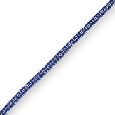 925 Silver Bracelet - L 20 cm approx. With double band of Sapphire Blue Zircons, Unisex - 