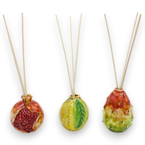 Perfumista porta essências em formato de fruta, em cerâmica Caltagirone - 3 opções de modelo (1 unidade) - 