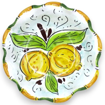 Centro de mesa festoneado, cerámica Caltagirone, Ø aprox.15 cm. decoracion de limon - 