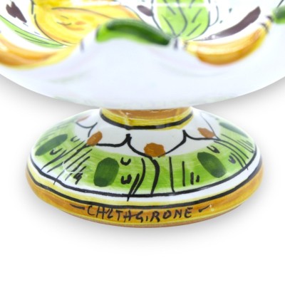 Centro de mesa festoneado, cerámica Caltagirone, Ø aprox.15 cm. decoracion de limon - 