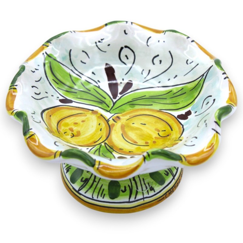 Centro de mesa festoneado, cerámica Caltagirone, Ø aprox.15 cm. decoracion de limon - 