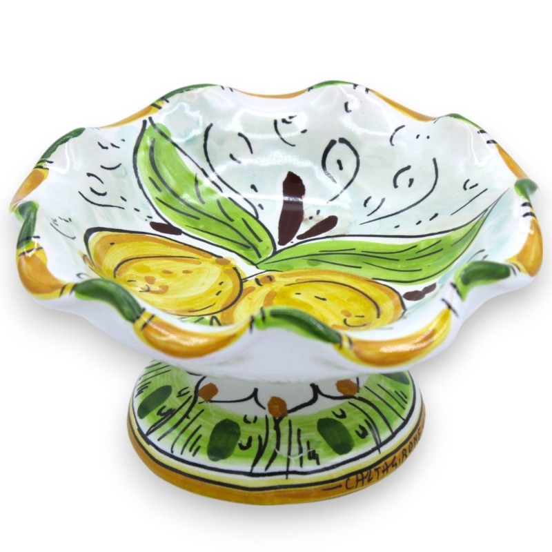 Centro de mesa festoneado, cerámica Caltagirone, Ø aprox.15 cm. decoracion de limon - 