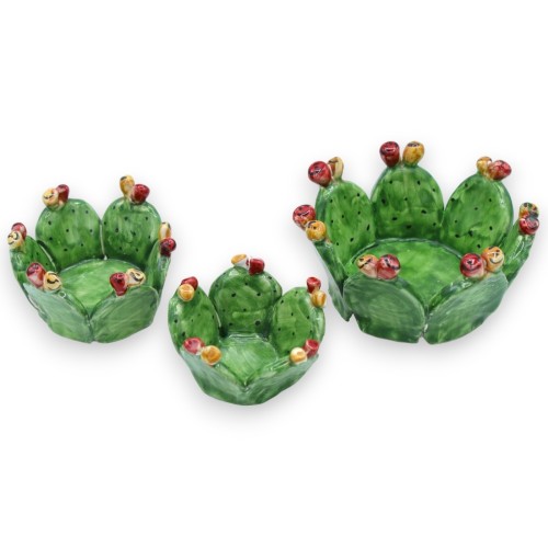 Entleerungstaschen oder Bonbonhalter für Schüsseln aus Kaktusfeigen, aus Caltagirone-Keramik, mit 4 Größenoptionen (1 St
