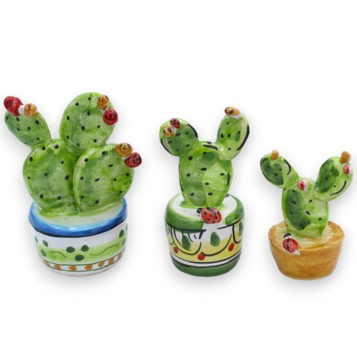 Cactusvijgplant in pot, Caltagirone-keramiek - 3 grootteopties (1 st) - 