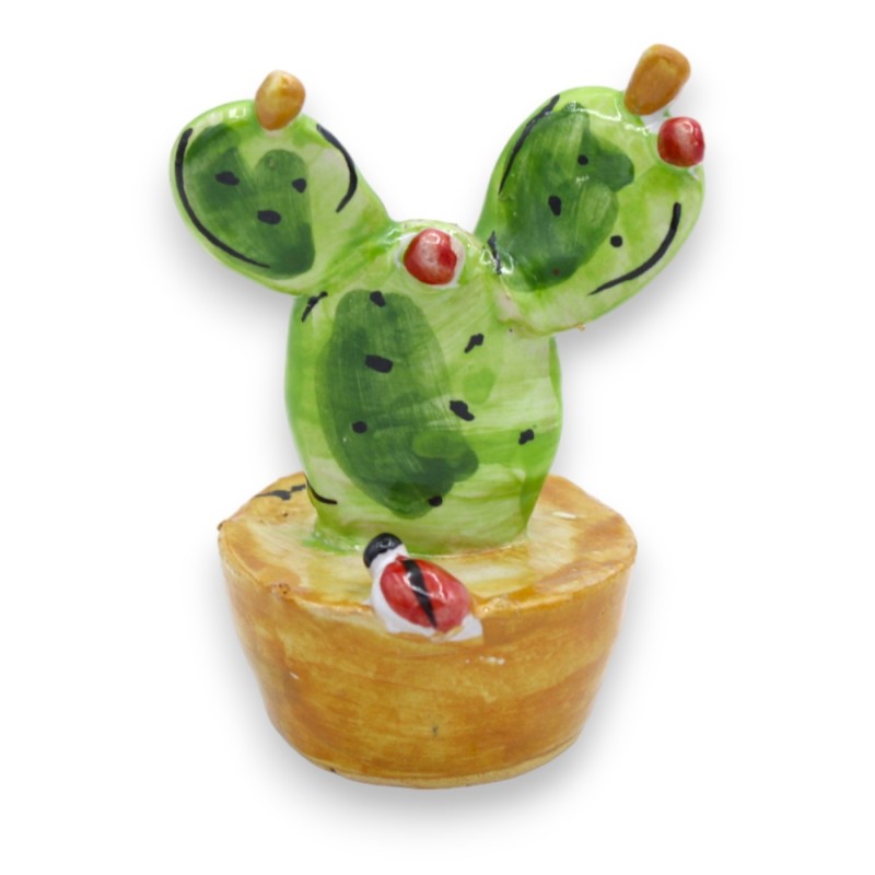 Potted prickly pear plant, Caltagirone ceramic - 3 size options (1pc) - 