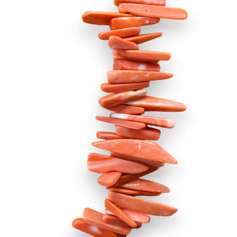 Rosa Korallenkette L 70 cm ca. mit großen Cameo- und Scaramazze-Perlen, Verschluss aus 925er Silber - 