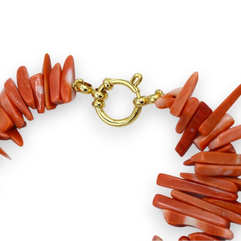 Roze koraalketting L 70 cm ca. met grote Cameo- en Scaramazze-parels, 925 zilveren sluiting - 