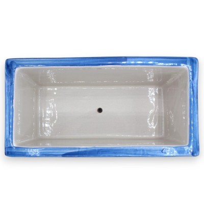 Jarrón rectangular de cerámica de Caltagirone, azul con decoración barroca y flores, 5 opciones de tamaño (1 ud.) - 