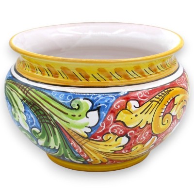 Cachepot Cache pot en céramique Caltagirone, décoration baroque sur fond rouge et bleu, 5 options de tailles (1pc) - 
