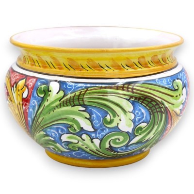 Cachepot Caltagirone keramisk växtkruka, barockdekoration på röd och blå bakgrund, 5 storleksalternativ (1 st) - 
