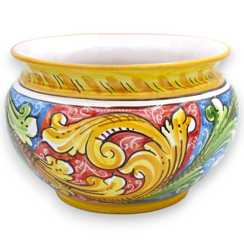 Cachepot Caltagirone Keramik-Pflanztopf, barocke Dekoration auf rotem und blauem Hintergrund, 5 Größenoptionen (1 Stück)