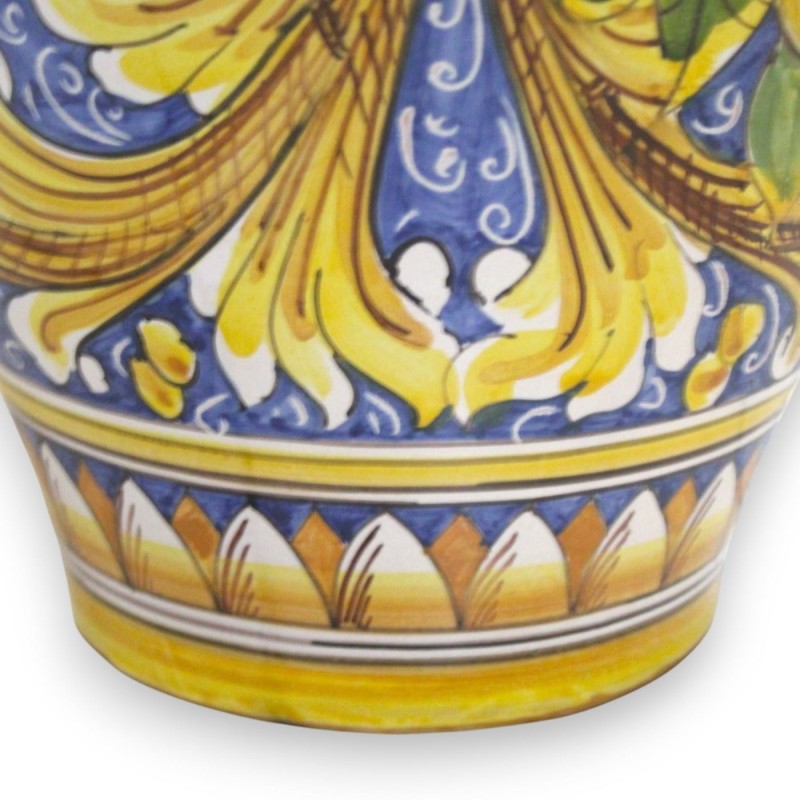 Quartara Bummulo vase h 50 x Ø 30 cm approx. Caltagirone ceramic Baroque and Lemons decoration on a blue background - 