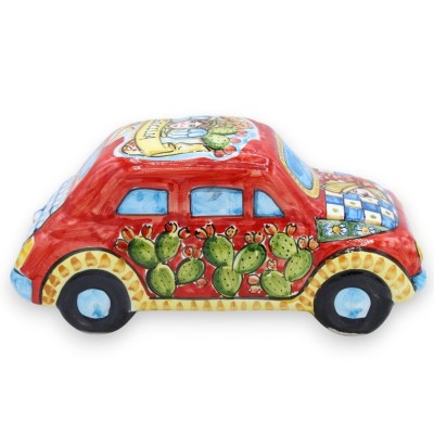 Veículo cerâmico Cinquecento Caltagirone L 25 x 11 x 11 cm aprox. Decoração de carrinho Siciliano, Trinacria e Paladino 