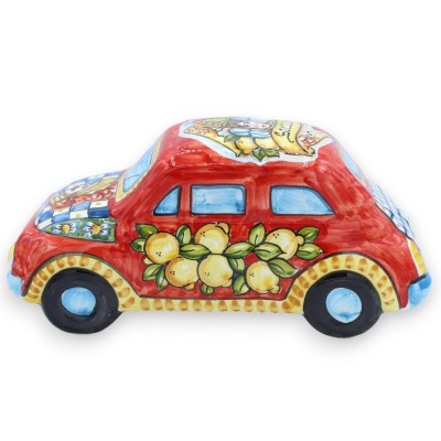 Cinquecento ceramic vehicle Caltagirone L 25 x 11 x 11 cm approx. Sicilian, Trinacria and Paladino cart decoration - 