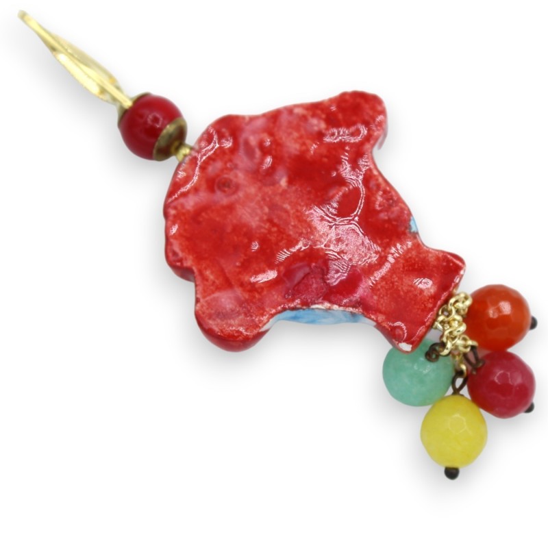 Orecchini Anfora in Ceramica Caltagirone - h 8 cm ca. Pietre Naturali e smalto oro zecchino 24k - 