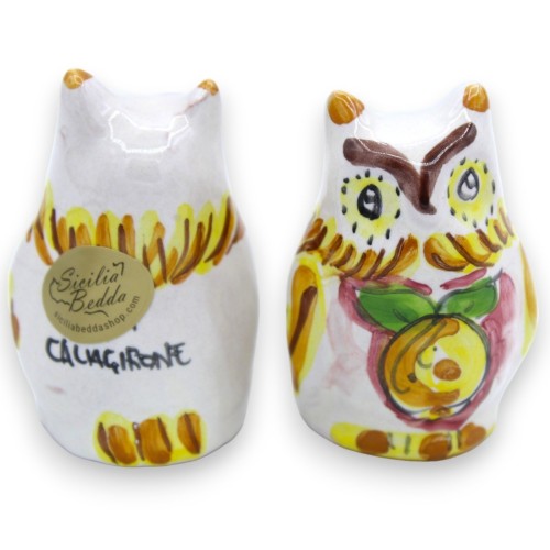 Uil in Caltagirone keramiek, h 6 x B 4 cm ca. (1 st) Willekeurige kleur en decoratie -  2