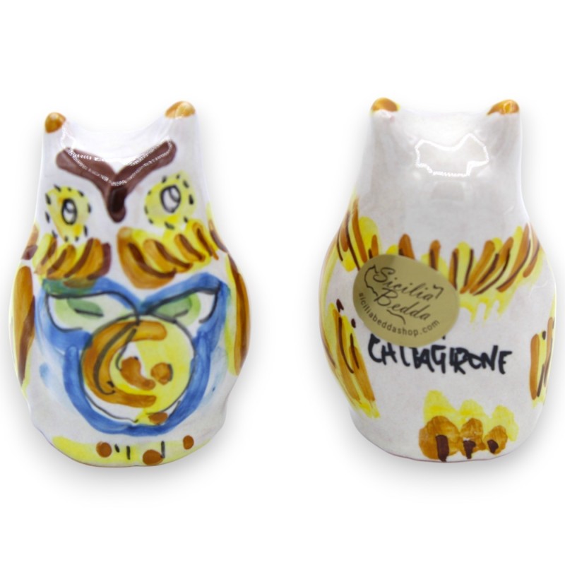 Uggla i Caltagirone keramik, h 6 x B 4 cm ca. (1 st) Slumpmässig färg och dekoration - 