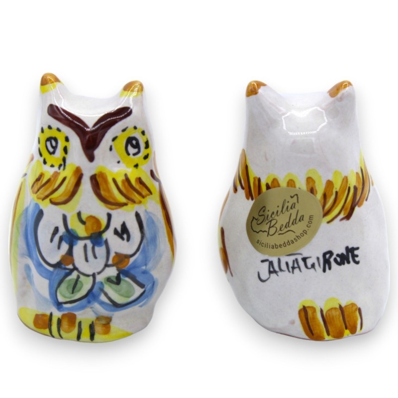 Uggla i Caltagirone keramik, h 6 x B 4 cm ca. (1 st) Slumpmässig färg och dekoration - 