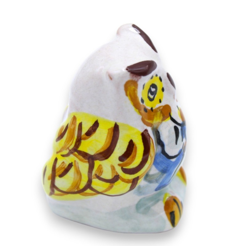 Chouette en céramique de Caltagirone, h environ 5 cm. Mignon (1pc) décoration et couleur aléatoires - 
