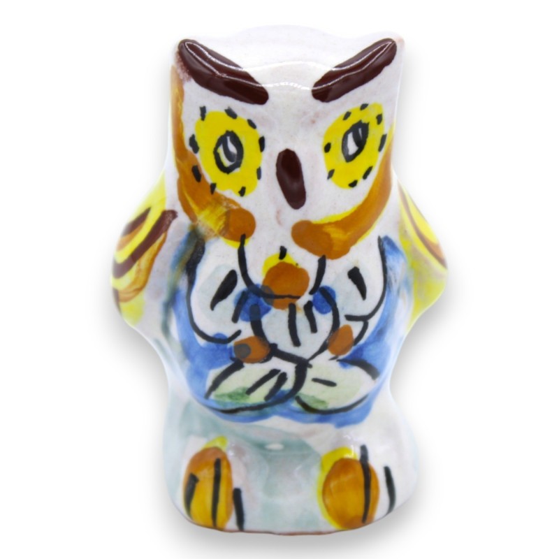Uil in Caltagirone keramiek, h ca. 5 cm. Mignon (1 st) willekeurige decoratie en kleur - 