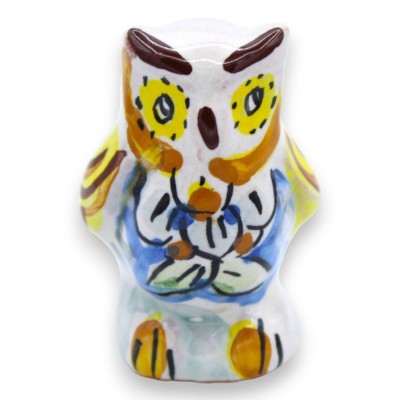 Eule aus Caltagirone-Keramik, H ca. 5 cm. Mignon (1 Stück) zufällige Dekoration und Farbe - 