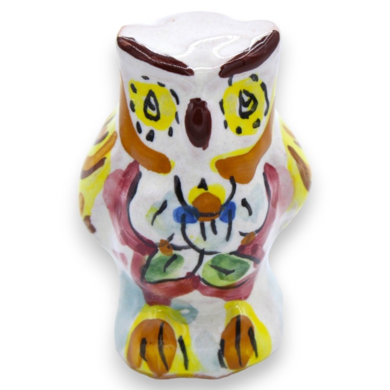 Eule aus Caltagirone-Keramik, H ca. 5 cm. Mignon (1 Stück) zufällige Dekoration und Farbe - 